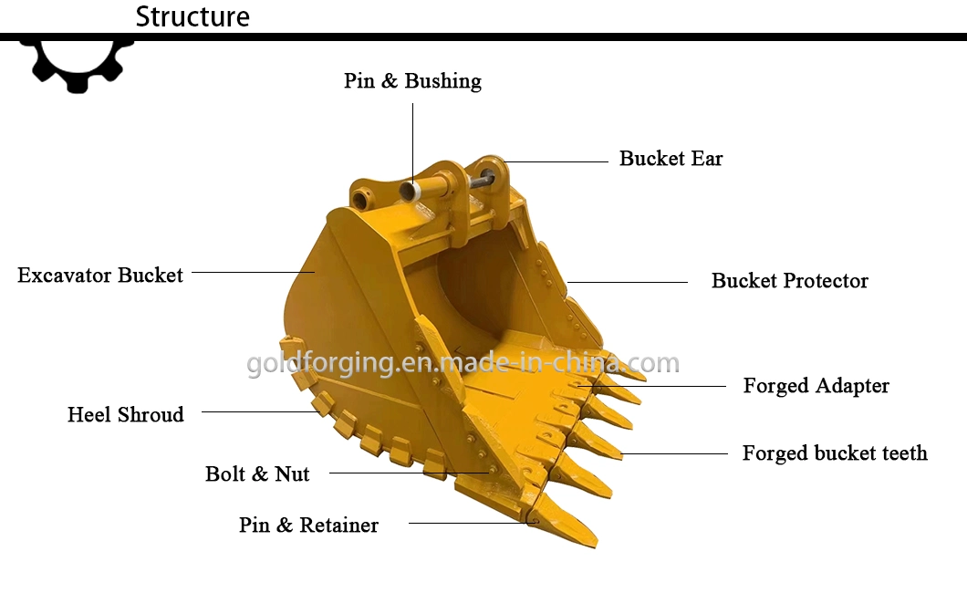 5%off Mini Excavator Parts Heavy Duty Earthmoving Bucket for 6-8 Ton Mini Excavator 40 Widteh Bucket, Rock Bucket, Ripper Bucket, HD Bucket, Gp Bucket